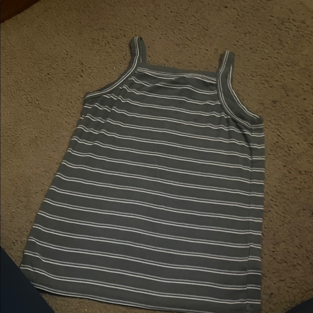 Target Gray and White Striped Kids Tank Top